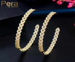 Pera 585 Gold Color Sparkling Cubic Zirconia Luxury Big Circle Round Women Hoop Earings Fashion Party Jewelry Accessories E51114635968