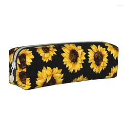 Sacos cosméticos Sun Flowers Floral Pencil Case Clássico Caneta Titular Estudante Grande Armazenamento Material Escolar Presentes Pencilcases