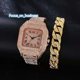 Bling-ed CZ Hip Hop Rapper Relógios Totalmente Diamante Iced Out Pulseira Cubana Prata Ouro Redondo Luxo Quartzo Relógio de Pulso Masculino