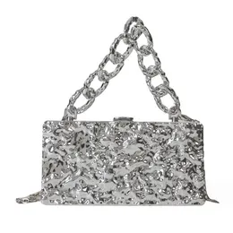Acryl Ice Crack Box Taschen für Frauen Trend Fashion Square Schulter Tasche Frau Kette Hard Shell Party Abend Kleine Handtasche