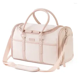 Bolsa transportadora de cães de luxo, bolsa para animais de estimação para cães pequenos, nude, rosa, portátil, dobrável, bolsa de viagem, respirável, anti-arranhões, bolsa oxofrd