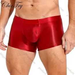 Cueca boxer brilhante masculina, roupa íntima sexy, calças quentes, cintura baixa, esportes, academia, treino, piscina, festa, calção de banho