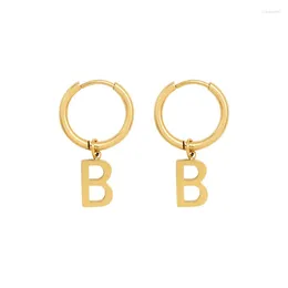 Stud Earrings Trendy Letter B For Women Simple Gold Color Stainless Steel Men Jewellery Pendientes Aretes Para Mujeres 2024