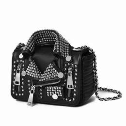 Umhängetaschen Ameiliyar Designer Frauen Lederhandwerk Nietjacke Punk Style Messenger Crossbody Bag Gold Silber 2210173053