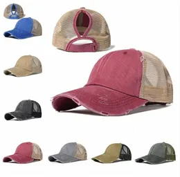 قبعات ذيل الحصان Girls Caps Baseball Caps Hat Solid Messy Hat مغسولة القطن الممزق من القبعات الدنيم للجنسين ، القبعة قبعة Snapbacks في الهواء الطلق 6817735