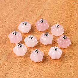 Pendant Necklaces Fashion Natural Stone Mini Pumpkin Halloween Crystal Agate Charms 10pcs For Necklace Earrings Making Accessory