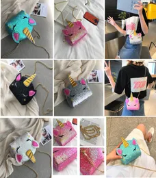 Cartoon Niedliche Einhorn Taille Tasche Pailletten Kette Eine Schulter Taschen Mädchen Geldbörse Kosmetik Taschen Glitter Fanny Pack Umhängetasche Wal9350865