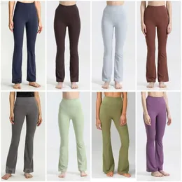 Lu Align Lu Women Fitness Bell Bottoms Pant Bodybuilding Yogas Pants Lady High Waist Elastic Wide Leg Outfit Jogging Loose Fitting Trous 56