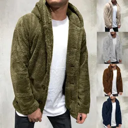 Suéteres para hombres Abrigo para hombre Casual y versátil Otoño Invierno con capucha Retro Color sólido Cálido Moda de felpa Moda inteligente para hombres