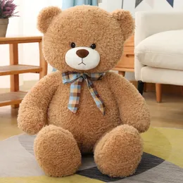 High quality giant teddy bear doll filled with animal bear and ribbon plush toy hugging pillow for children's Valentine's Day birthday gift 240124