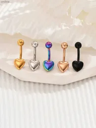 Navel Bell Button Rings 5st Clear Heart Belly Button Rings 316L Surgical Rostly Steel Belly Rings Heart Shaped Navel Rings Belly Piercing Jewelry YQ240125