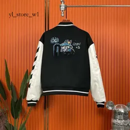 Giacca da uomo con cappuccio di marca Off White Giacca invernale da uomo Off White Fashion Nuovo bomber in lana ricamato a mano e cappotti con cappuccio da baseball Off White da donna 6944