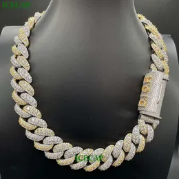 New Style Two Tone Fashion Jewelry Iced Out Necklaces Sterling Sier Hip Hop D VVS Moissanite Cuban Link Chain For Men