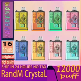 Original RandM Crystal 12000 Puff wiederaufladbarer Einweg-Vaporizer mit 20 ml E-Liquid 16 Geschmacksrichtungen und 0-5 % Salz E-Liquid Puff 12k Whosale