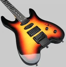 Factory Headless electric guitar with Black Hardware rosewood fingerboard HSH Pickups 24 Frets Flame Maple veneer can be customized