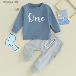 Kleidungssets Lioraitiin Baby-Jungen-Geburtstags-Outfits, Buchstabendruck, Rundhalsausschnitt, Langarm-Sweatshirts und Lange Hosen, 2-teiliges Kleidungsset