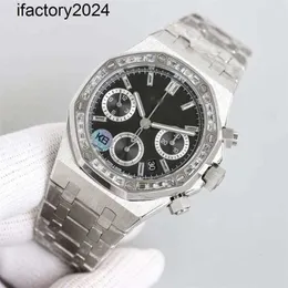 Ap Watch Diamond Moissanite Iced Out pode passar no teste cronógrafo clássico leitão IXBX superclone movimento mecânico automático suíço uhr all6pins funcionando montre audm