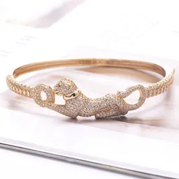 Nowy zaprojektowany hiphopowy lampard gepard bransoletka kobiety mężczyźni grubia łańcuch punkowy bransoletka różowe złoto pełne diamenty naszyjnik projektant biżuteria