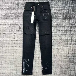 Jeans viola da uomo Tag unisex Pantaloni skinny strappati firmati da uomo per Dhgate lavati vecchi vestiti Pantalones Marchio di lusso HNKI