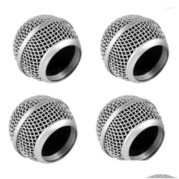 Microfones 4 PCS Metal Microphone Mesh Head Huvud med svamp Kompatibel Drop Leverans Electronics A/V Accessories Cables OtiBT