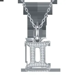 Hanyu Jewelry 925 Sterling Silver Zodiac Sign Pendant D VVS Moissanite Diamond Gemini Necklace