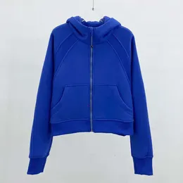 Lu-98 Chaqueta con capucha cepillada con cremallera completa para mujer Ropa deportiva Trajes de yoga Entrenamiento con capucha Pista Abrigo para correr con bolsillos Polares para exteriores Pulgar H 29