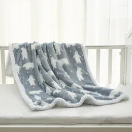 Filtar född baby vinter dubbel lager förtjockar fleece varm swaddle filt spädbarn sängkläder mjuk barnvagn täcker manta