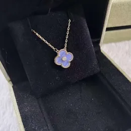 Luxury Love Clover Designer Charm Pendant Necklaces for Women Light Purple Stone Diamond Goth Sailormoon Sister Whale Moissanite Chain Choker Necklace Jewelry117