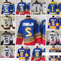 1967-1999 영화 레트로 CCM 하키 저지 자수 1 글렌 홀 7 Joe Mullen 2 Al MacInnis 9 Shayne Corson Vintage Jerseys 71