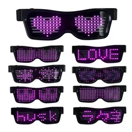 Bluetooth Programmable LED Text USB Charging Display Glasses Dedicated Nightclub DJ Festival Party Glowing Toy Gift 240118