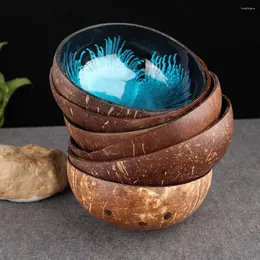 Miski orzechowe uchwyt kokosowy do przechowywania kokosowy pojemnik na cukierki rustykalny wystrój domu skorupa zielona zastawa stołowa