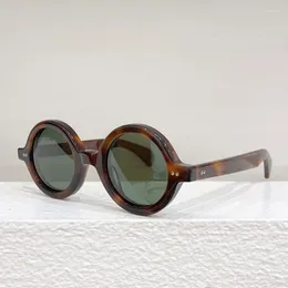 Óculos de sol grande redondo tartaruga acetato uv400 designer clássico artesanal japonês retro estilo ao ar livre óculos para unisex