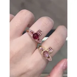 المصمم Viviane Vivienen Westwood Planet من الدرجة الأولى التي تم تخفيضها بمقدار 925 Silver Empress Dowager Vivine Westwood Diamond Set Saturn Ring لا تتلاشى