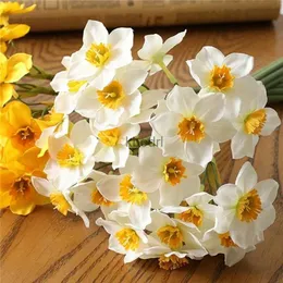 Kunstbloemen Groen 6 Stuks/bos Witte Kunstmatige Narcissus Bloemboeket Huis Tuin Desktop Decoratie Bloemen Feest Bruiloft Bruids Nep Bloemen YQ240125