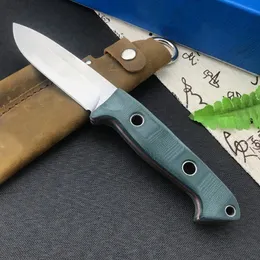 BM 162 Bushcrafter Tactical Hunting Knife Fixed 4.43'' S30V Satin Blade Green G10 Handles with Leather Sheath Survival Knife Hunt BM 15002 15017 15500 15006