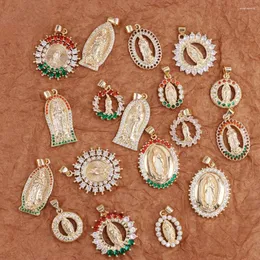 Collane con ciondolo Ruixi Ciondoli moda JoyerIa Religiosa Gioielli Femme Lucidi Non sbiaditi Accessori Cristiana Santa Vergine Maria Guadalupe