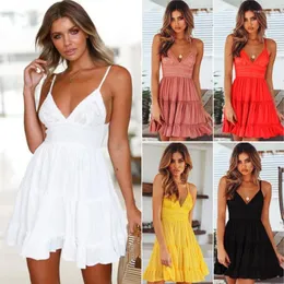 Casual Dresses Lace Suspender Sun Dress Summer Sexy Backless Sleeveless Pleated Mini Party Women's Beach Fresh And Sweet