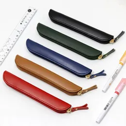 Pen Case Leather Handmade Pencil Bag Cover Stationery Creative Protective School Supplies