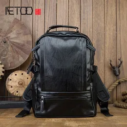 HBP Aetoo Madeiro de gado de gado de gado artesanal Trendência de personalidade masculina Backpack de couro masculino Backpack313k