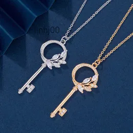 Ожерелья с подвесками, золотое семейное ожерелье с ключом из виноградной лозы, женский цветок, лист, простая и роскошная цепочка для свитера с конским глазом и бриллиантами 9zze Ynak YNAK