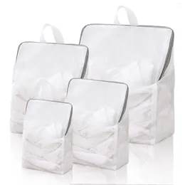 Laundry Bags 4pieces Storage With Handles Large Capacity Breathable Mesh Anti-rust Zipper Portable Handle