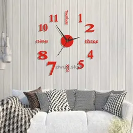 Relógios de parede 3d relógio de parede espelho adesivos de parede criativo diy relógio removível arte decalque adesivo decoração casa sala estar quartzo agulha quente