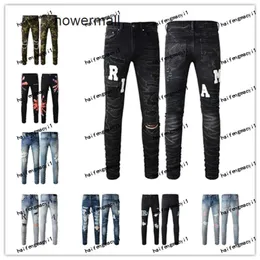 2J02 2023 New Arrivals amirs Mens AM2 Luxury Designer Denim amiiri amirly purple Jeans Holes AM Trousers amari amirl amIrs Jean COOLGUY Biker Pants Man Clothing #810