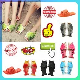 Designer Casual Platform Fish shrimp funny slippers Men Woman anti slip wear Light weight breathable Low cut super soft soles sandals Flatou tdoors Beach Slipper