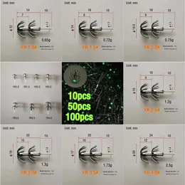 10pcs 50pcs 100pcsガラスファイバー付きのステンレスダブルイカフック