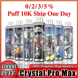 Original UZY cristal vape Pro Max 10000 Puff Caneta Vape Descartável 0% 2% 3% 5% Força 16ml Pod Puffs 10k 850mAh Bateria Recarregável E Cigarros vs vapme cristal 7000