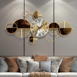 Relógios de parede Luxo Nordic Moda Silencioso Criativo Minimalista Relógio Arte Mural Sala de estar Horloge Murale Decoração de Casa