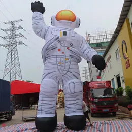 Utomhusaktiviteter 8MH (26 ft) med fläktreklamagigätten Uppblåsbar astronaut Spaceman Cartoon Air Balloon med LED -ljus till salu