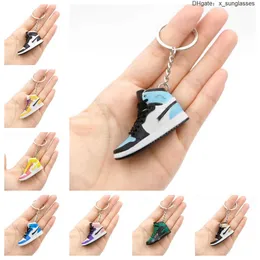 Keychains Lanyards Emation 3D Mini Basketball Shoes Three Nsional Model Keychain Sneakers Couple Souvenir Mobile Phone Key Pendant D 3R6U