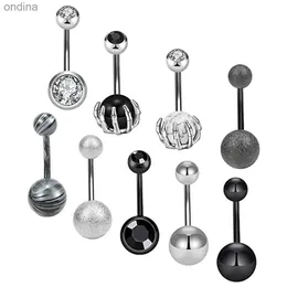 WKOUD Bauchnabelringe für Damen, Totenkopf-Hand-Piercing-Schmuck, Bauchnabelpiercings, schwarze Bauchnabelringe aus Edelstahl für Herren YQ240125